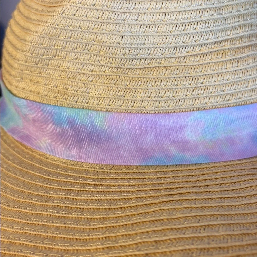 Tommy Bahama Kids Tie Dye Straw Wide Brim Sun Hat OS With Chin Strap